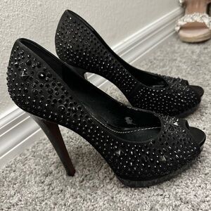 Jorge Alex Black pumps with studded gems and spikes Size 37
